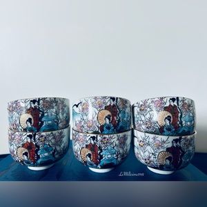 Vintage Set of 6 colorful Japanese Tea Cups